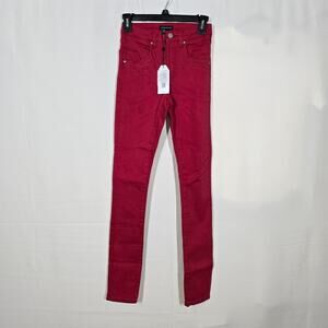 Universal Standard Seine High Rise Slim Jeans Red Holiday Statement 00